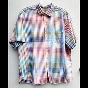 Tommy Bahama Shirt Men's Size XL Short Sleeve Button Multicolor Check